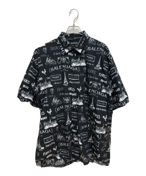 BALENCIAGA（バレンシアガ）BALENCIAGA (バレンシアガ) プリントシャツ ブラック サイズ:39の古着・服飾アイテム