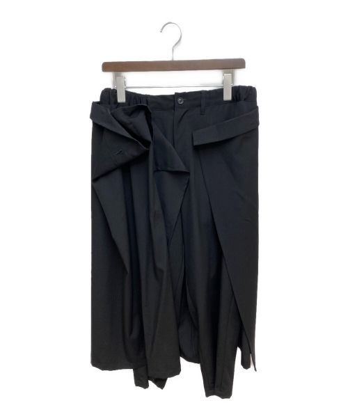 B Yohji Yamamoto（ビーヨウジヤマモト）B Yohji Yamamoto (ビーヨウジヤマモト) デザインウールギャバワイドパンツ ブラック サイズ:1の古着・服飾アイテム