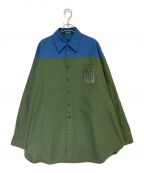 RAF SIMONSラフシモンズ）の古着「Oversize Bicolor Denim Shirt」｜グリーンブルー