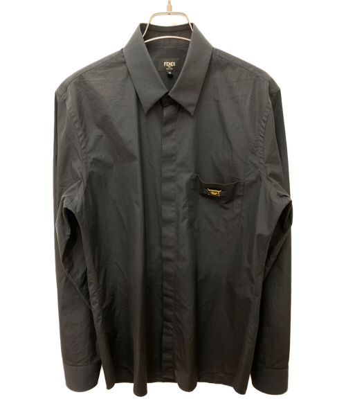 FENDI（フェンディ）FENDI (フェンディ) プレートデザインシャツ ブラック サイズ:39の古着・服飾アイテム