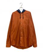 MARNIマルニ）の古着「22SS コットンポプリンバイカラーフードシャツ」｜ブラウン