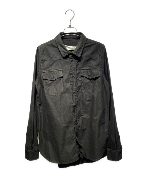 OFFWHITE（オフホワイト）OFFWHITE (オフホワイト) ファイヤーテープアイコンマークコットンシャツ ブラック サイズ:XXSの古着・服飾アイテム