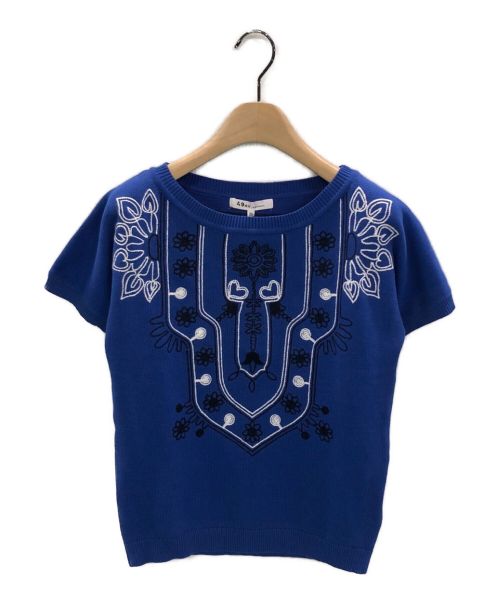 JUNKO SHIMADA（ジュンコシマダ）JUNKO SHIMADA (ジュンコシマダ) バンダナ刺繍ニットプルオーバー ブルー サイズ:-の古着・服飾アイテム