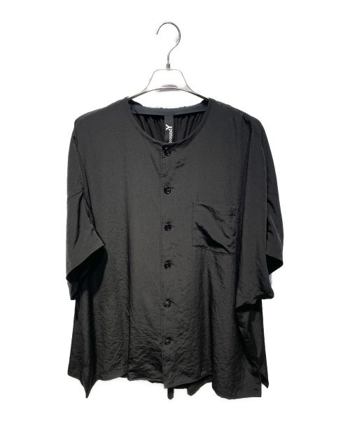 GROUND Y（グラウンドワイ）GROUND Y (グラウンドワイ) CREPE de CHINE + COTTON SHEETING BUTTON-UP T-SHIRT WITH BACK GATHERS ブラック サイズ:1の古着・服飾アイテム
