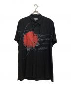 Yohji Yamamoto pour hommeヨウジヤマモト プールオム）の古着「22SS ダリアプリントブロード半袖 シャツ」｜ブラック
