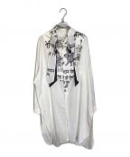 Yohji Yamamoto pour hommeヨウジヤマモト プールオム）の古着「ストール装飾カラー切替ロング長袖シャツ」｜ホワイト