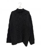 Y'sワイズ）の古着「HAND-KNITTED ALLAN PATTRN HIGH NECK PULLOVER」｜ブラック