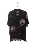 Yohji Yamamoto pour hommeヨウジヤマモト プールオム）の古着「スカル半袖シャツ」｜ブラック
