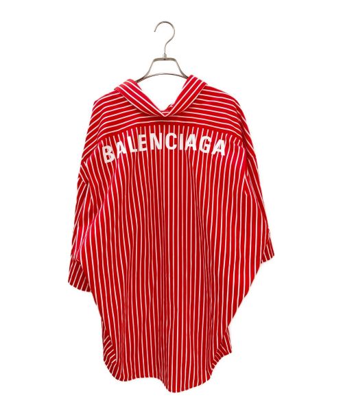 BALENCIAGA（バレンシアガ）BALENCIAGA (バレンシアガ) バックロゴストライプシャツ レッド サイズ:34の古着・服飾アイテム