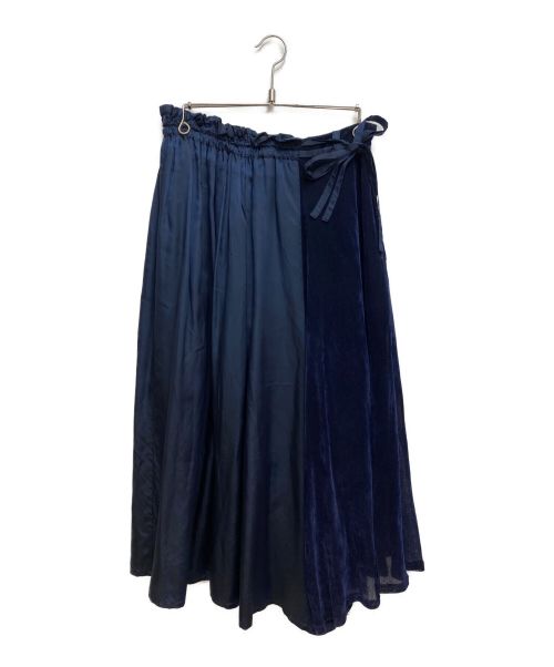Y's（ワイズ）Y's (ワイズ) ベロア切替スカート ネイビー サイズ:1の古着・服飾アイテム