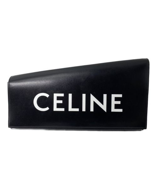 CELINE（セリーヌ）CELINE (セリーヌ) プリント アシンメトリック クラッチバッグ ブラックの古着・服飾アイテム