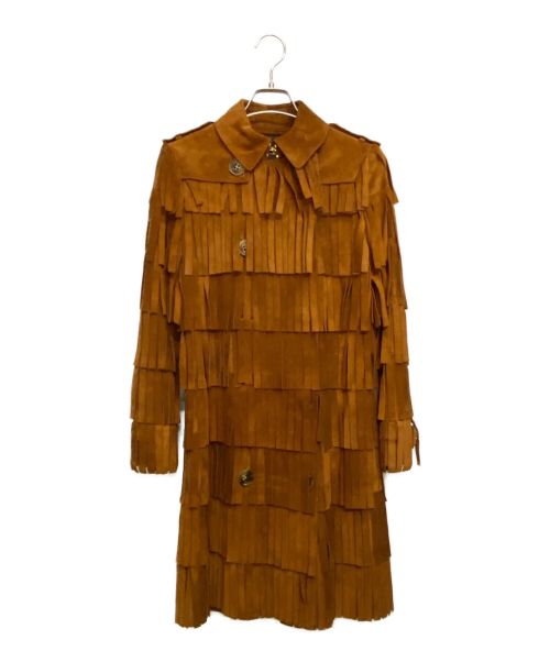 BURBERRY（バーバリー）BURBERRY (バーバリー) フリンジスウェードトレンチコート ブラウン サイズ:38の古着・服飾アイテム