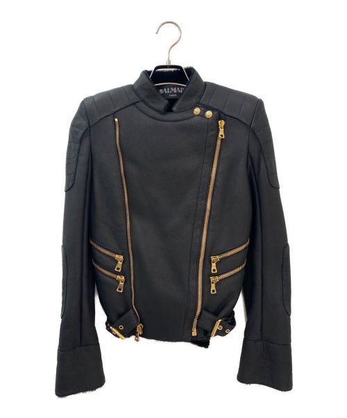 BALMAIN（バルマン）BALMAIN (バルマン) ムートンレザージャケット ブラック サイズ:34の古着・服飾アイテム