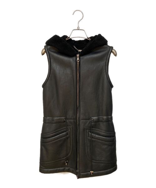 LOEWE（ロエベ）LOEWE (ロエベ) ムートンフーデッドベスト ブラック サイズ:38の古着・服飾アイテム