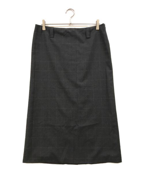 MIU MIU（ミュウミュウ）MIU MIU (ミュウミュウ) チェックロングスカート グレー サイズ:44の古着・服飾アイテム