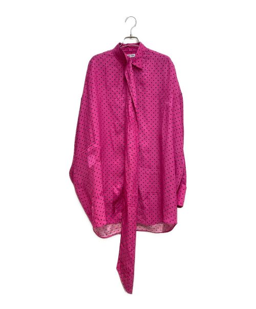BALENCIAGA（バレンシアガ）BALENCIAGA (バレンシアガ) ドットボウタイブラウス ピンク サイズ:34の古着・服飾アイテム