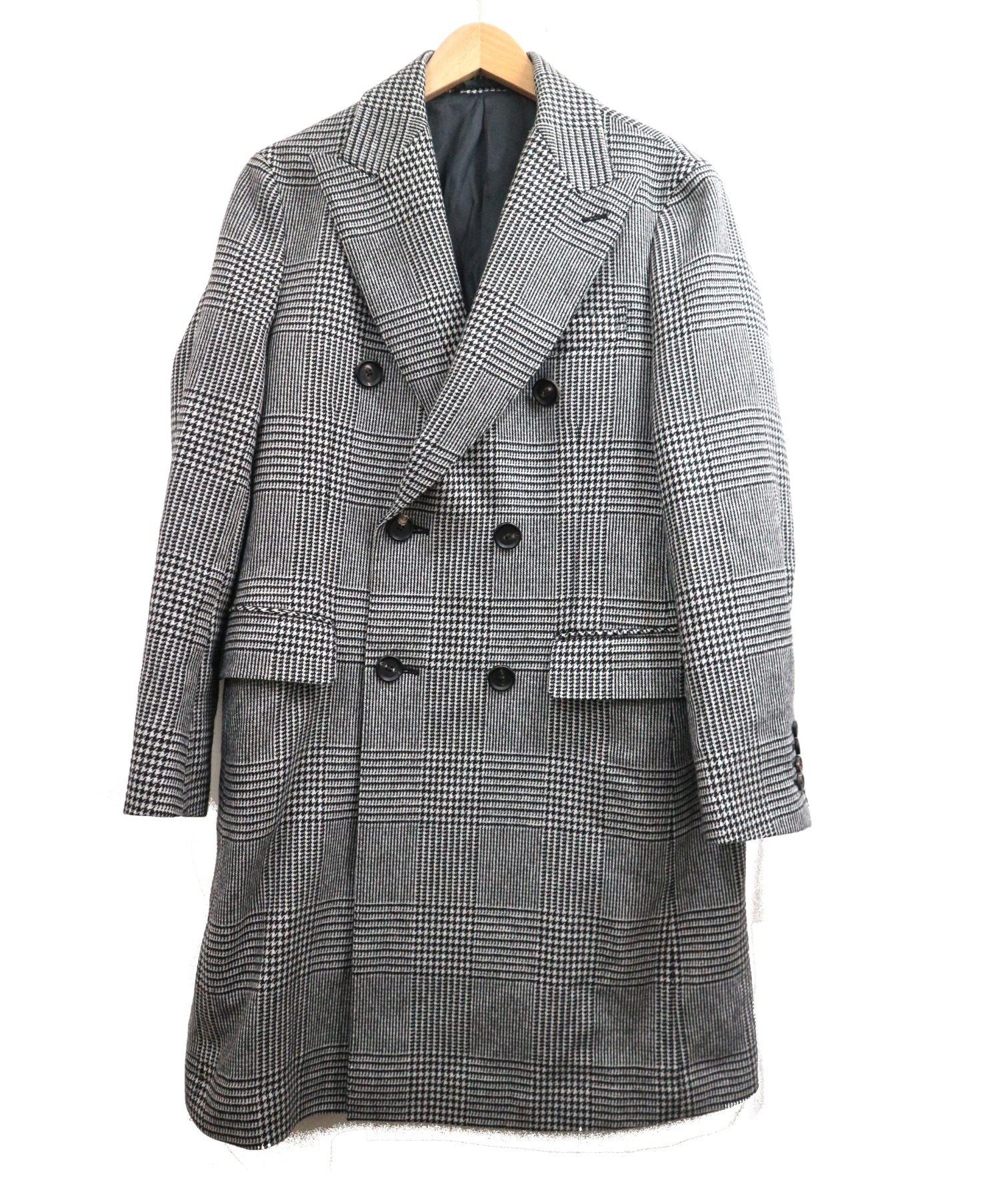 中古 古着通販 Universal Language ユニバーサルランゲージ ダブルブレストチェスターコート ホワイト ブラック サイズ Size M 千鳥格子 ブランド 古着通販 トレファク公式 Trefac Fashion