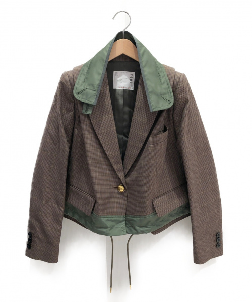 sacai（サカイ）sacai (サカイ) 20SS グレンチェックジャケット ブラウン×グリーン サイズ:1の古着・服飾アイテム