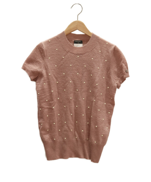 CHANEL（シャネル）CHANEL (シャネル) カシミヤ混半袖ニット ライトピンク サイズ:36 未使用品の古着・服飾アイテム