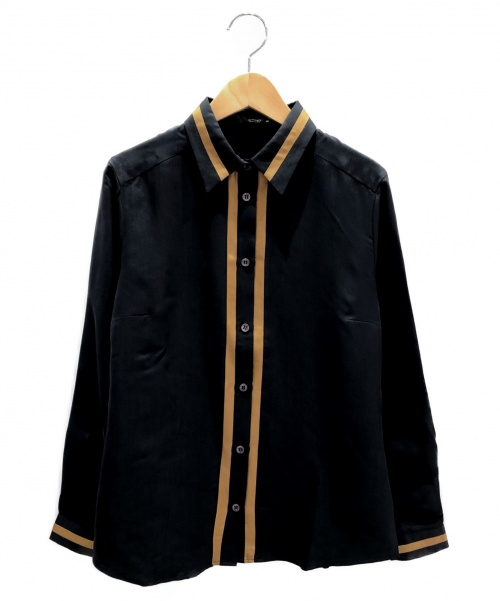 ETRO（エトロ）ETRO (エトロ) ラインデザインシルクシャツブラウス ブラック サイズ:38の古着・服飾アイテム