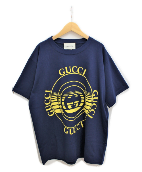 GUCCI（グッチ）GUCCI (グッチ) 20AW ディスクプリントオーバーサイズTシャツ ネイビー サイズ:Mの古着・服飾アイテム