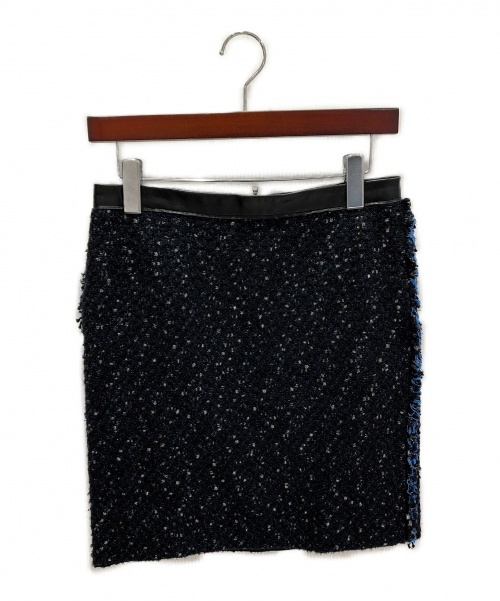 DRAWER（ドゥロワー）DRAWER (ドゥロワー) ツイードスカート ブラック×ブルー サイズ:36の古着・服飾アイテム