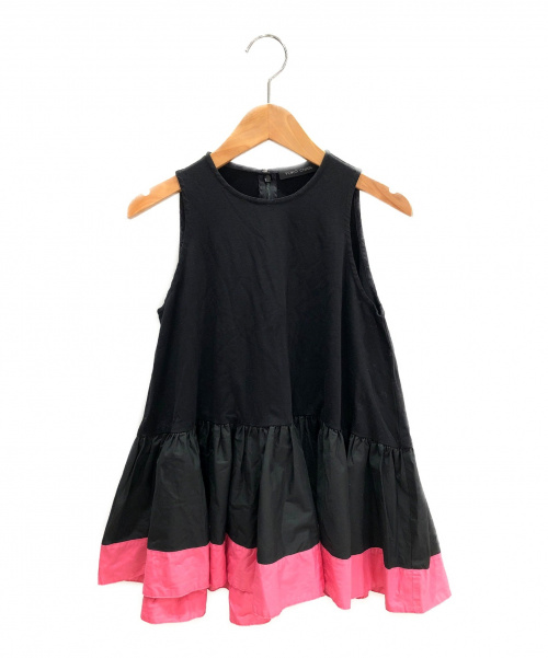 YOKO CHAN（ヨーコチャン）YOKO CHAN (ヨーコチャン) Hem Gathered Blouse ブラック×ピンク サイズ:36の古着・服飾アイテム