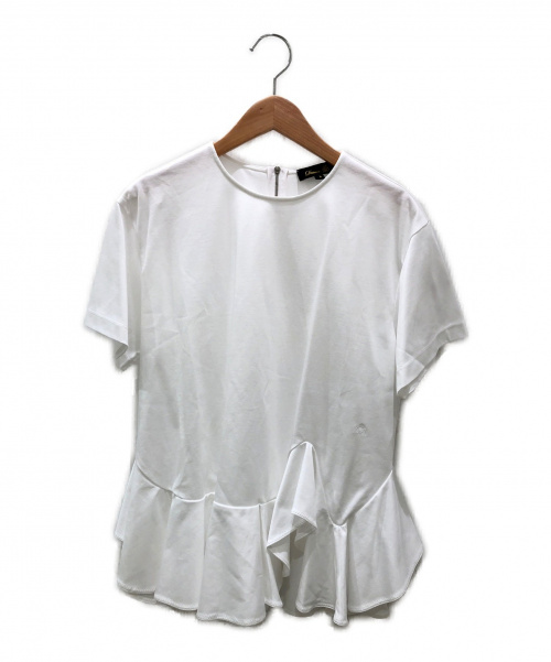 DRAWER（ドゥロワー）DRAWER (ドゥロワー) アシンメトリーヘムフレアショートスリーブカットソー ホワイト サイズ:2の古着・服飾アイテム