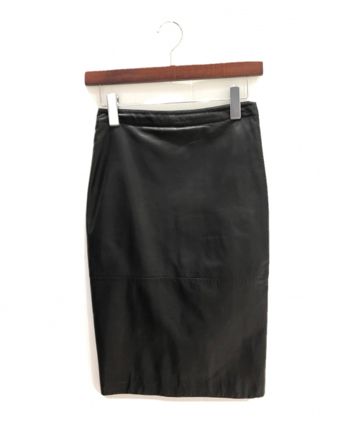 GIVENCHY（ジバンシィ）GIVENCHY (ジバンシィ) 素材切り替えスカート ブラック サイズ:36 レザーの古着・服飾アイテム