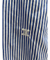 中古・古着 CELINE (セリーヌ) ロゴ刺繍ストライプノーカラーシャツ ホワイト×ブルー サイズ:34：10800円
