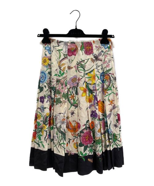 GUCCI（グッチ）GUCCI (グッチ) フラワープリントスカート アイボリー サイズ:38の古着・服飾アイテム