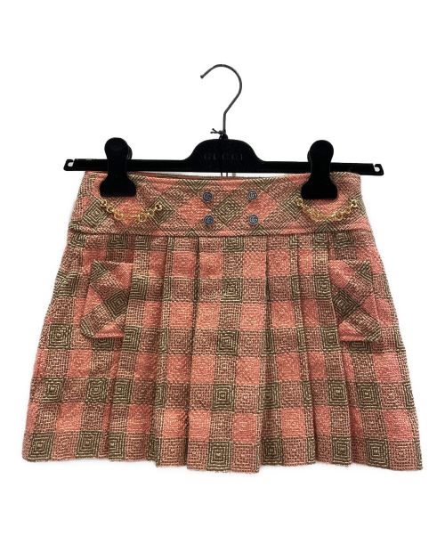 GUCCI（グッチ）GUCCI (グッチ) ミニスカート ピンク×ブラウン サイズ:36の古着・服飾アイテム