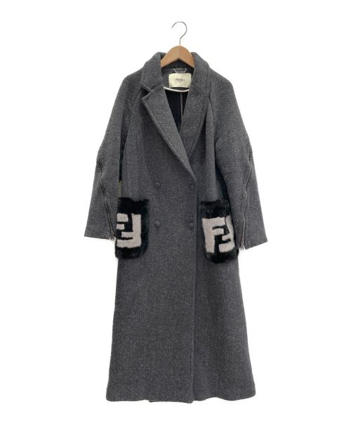 FENDI（フェンディ）FENDI (フェンディ) ポケットファーコート グレー サイズ:36の古着・服飾アイテム
