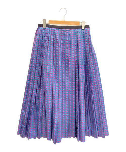 DRAWER（ドゥロワー）DRAWER (ドゥロワー) プリーツスカート ネイビー×グリーン サイズ:40の古着・服飾アイテム