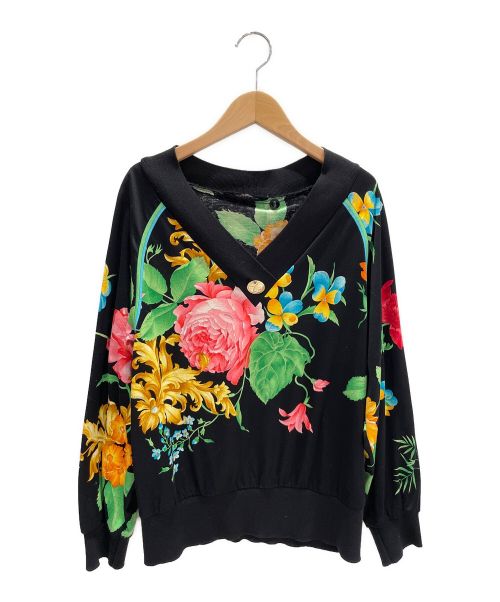 LAONARD（レオナール）LAONARD (レオナール) 花柄セーター ブラック サイズ:Mの古着・服飾アイテム