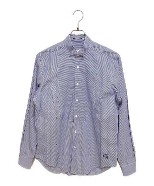 LOEWE（ロエベ）LOEWE (ロエベ) アナグラム刺繍ストライプシャツ ブルー サイズ:40の古着・服飾アイテム