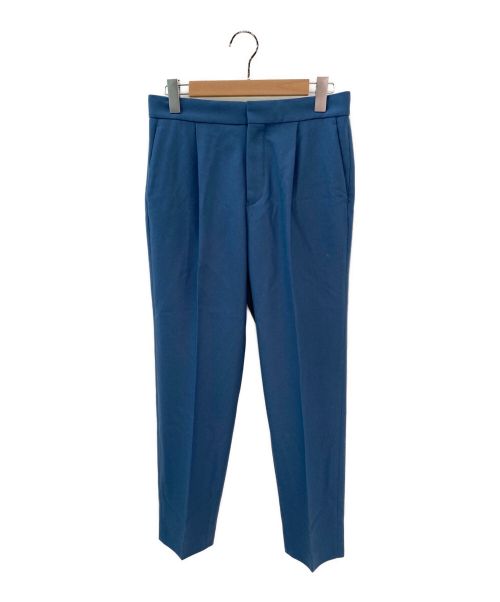 DRAWER（ドゥロワー）DRAWER (ドゥロワー) ウールフラノタックパンツ ブルー サイズ:40の古着・服飾アイテム