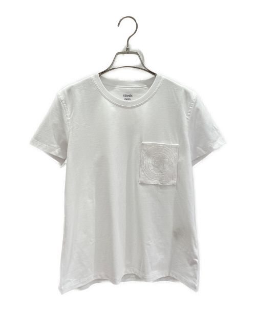 HERMES（エルメス）HERMES (エルメス) H刺繍入りポケット半袖Ｔシャツ ホワイト サイズ:38の古着・服飾アイテム