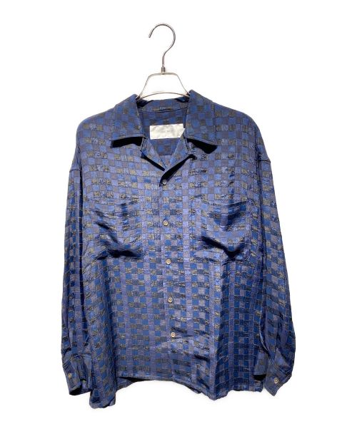 JANE SMITH（ジェーンスミス）JANE SMITH (ジェーンスミス) チェックジャガードオープンカラーシャツ ネイビー サイズ:36 未使用品の古着・服飾アイテム
