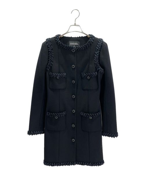 CHANEL（シャネル）CHANEL (シャネル) ウールリボンコート ブラック サイズ:36の古着・服飾アイテム