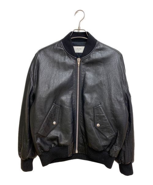 CELINE（セリーヌ）CELINE (セリーヌ) レザーボンバージャケット ブラック サイズ:44の古着・服飾アイテム