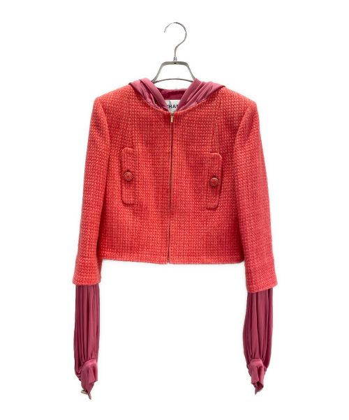 CHANEL（シャネル）CHANEL (シャネル) レイヤードフーデットジャケット ピンク サイズ:36の古着・服飾アイテム