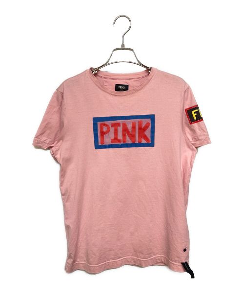 FENDI（フェンディ）FENDI (フェンディ) ロゴデザインTシャツ ピンク サイズ:46の古着・服飾アイテム