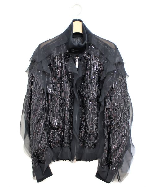 sacai（サカイ）sacai (サカイ) スパンコールレースジャケット ブラック サイズ:-の古着・服飾アイテム