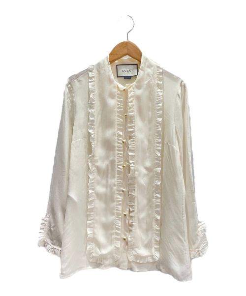 GUCCI（グッチ）GUCCI (グッチ) シルクボウタイブラウス ホワイト サイズ:38の古着・服飾アイテム
