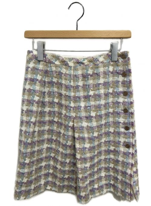 CHANEL（シャネル）CHANEL (シャネル) ツイードスカート パープル×ブルー サイズ:36の古着・服飾アイテム