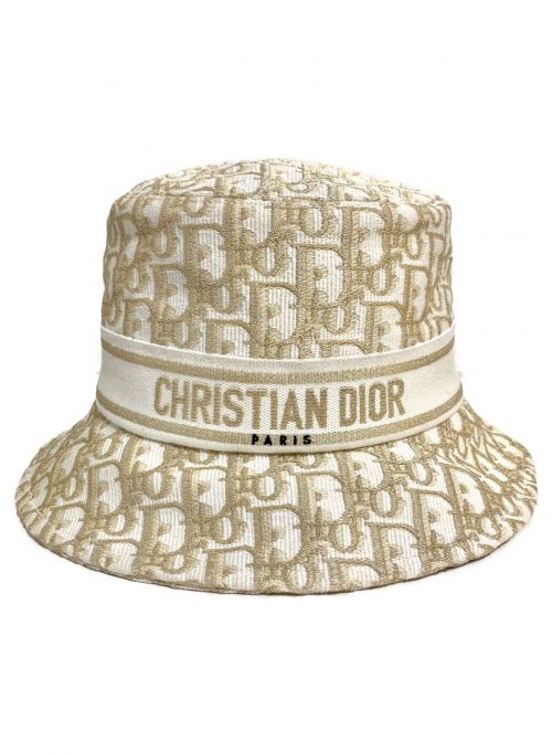 Christian Dior（クリスチャン ディオール）Christian Dior (クリスチャン ディオール) オブリークバケットハット ベージュ サイズ:58cmの古着・服飾アイテム