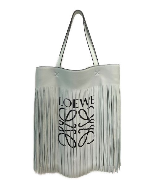 LOEWE（ロエベ）LOEWE (ロエベ) Vertical Tote Fringe Paula Bag ミントの古着・服飾アイテム