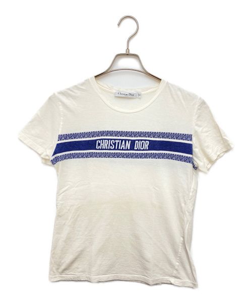 Christian Dior（クリスチャン ディオール）Christian Dior (クリスチャン ディオール) シグネチャーロゴ Tシャツ ホワイト×ブルー サイズ:Mの古着・服飾アイテム