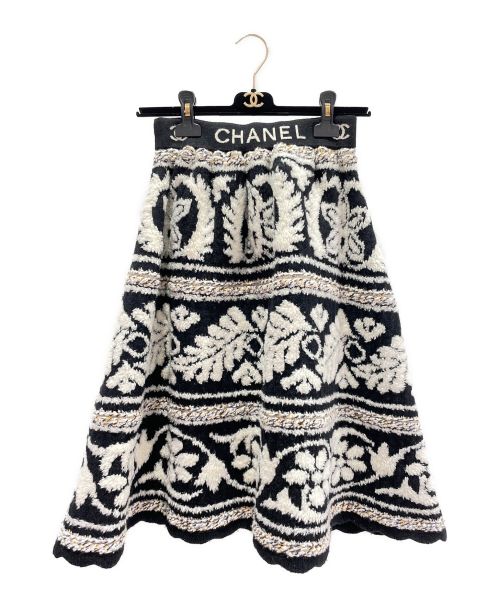 CHANEL（シャネル）CHANEL (シャネル) ノルディックウエストロゴスカート ホワイト×ブラック サイズ:36の古着・服飾アイテム